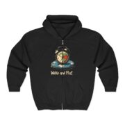 Woke and Flat, Full Zip Hooded Sweatshirt