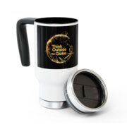 Think Outside the Globe, Stainless Mug with Handle