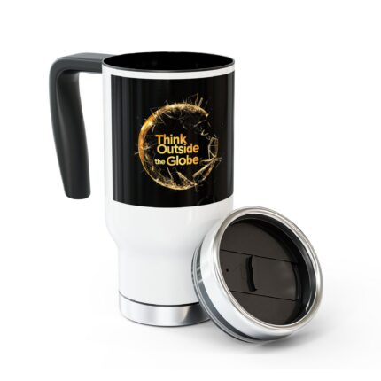 Think Outside the Globe, Stainless Mug with Handle