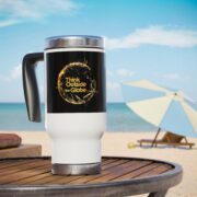 Think Outside the Globe, Stainless Mug with Handle - Image 4